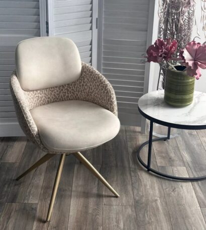 Стул ГРЕЙС (GRACE) 360 град., цвет ЛАТТЕ PENA-110 / HUNTER-120, ткань / ШАМПАНЬ каркас, ®DISAUR — фото 7