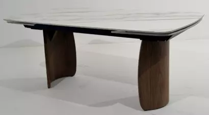 Стол ВЕСТБЕРГ (WESTBERG) 180 КАЛАКАТТА (GLOSS CALACATTA GOLD SOLID CERAMIC) / Орех натур, ®DISAUR — фото 10