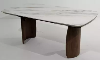 Стол ВЕСТБЕРГ (WESTBERG) 180 КАЛАКАТТА (GLOSS CALACATTA GOLD SOLID CERAMIC) / Орех натур, ®DISAUR — фото 8