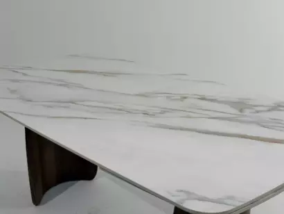 Стол ВЕСТБЕРГ (WESTBERG) 180 КАЛАКАТТА (GLOSS CALACATTA GOLD SOLID CERAMIC) / Орех натур, ®DISAUR — фото 11