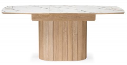 Керамический стол Люмен 140(180)х80 белый с прожилками gilt white / дуб американский — фото 7