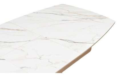 Керамический стол Люмен 140(180)х80 белый с прожилками gilt white / дуб американский — фото 4