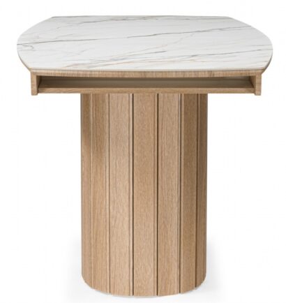 Керамический стол Люмен 140(180)х80 белый с прожилками gilt white / дуб американский — фото 5