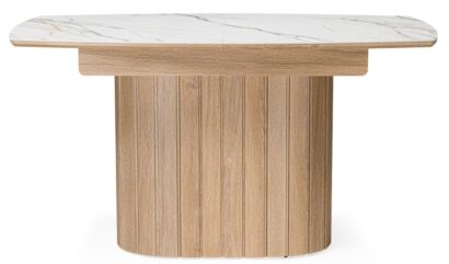 Керамический стол Люмен 140(180)х80 белый с прожилками gilt white / дуб американский — фото 3