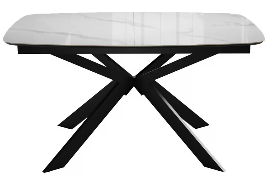 Стол DikLine BK140 керамика Carrara Gloss (мрамор глянец белый), подстолье черное, опоры черные