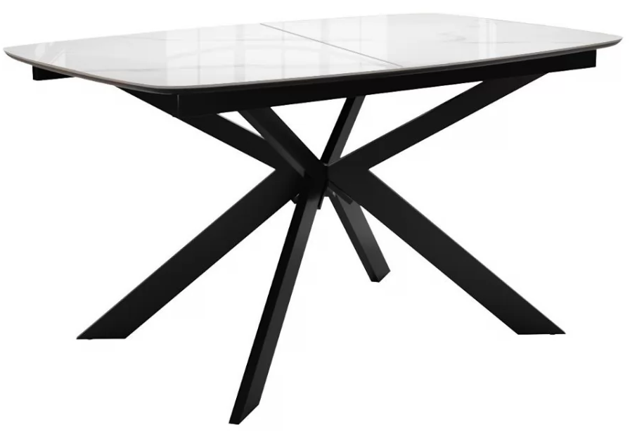 Стол DikLine BK140 керамика Carrara Gloss (мрамор глянец белый), подстолье черное, опоры черные