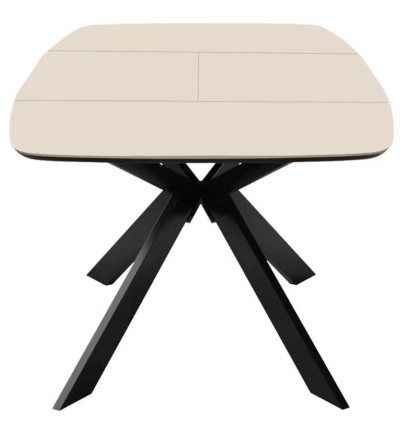 Стол DikLine BK140 керамика Krater Perla (бежевый матовый), подстолье черное, опоры черные — фото 4