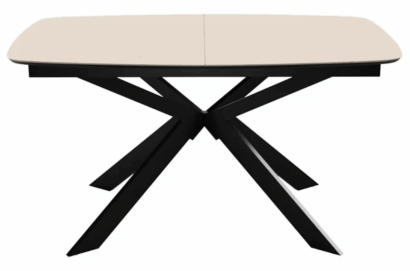 Стол DikLine BK140 керамика Krater Perla (бежевый матовый), подстолье черное, опоры черные — фото 2