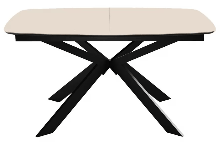 Стол DikLine BK140 керамика Krater Perla (бежевый матовый), подстолье черное, опоры черные