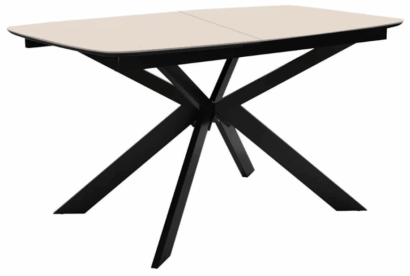 Стол DikLine BK140 керамика Krater Perla (бежевый матовый), подстолье черное, опоры черные — фото 1