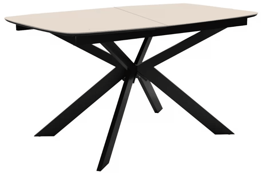 Стол DikLine BK140 керамика Krater Perla (бежевый матовый), подстолье черное, опоры черные