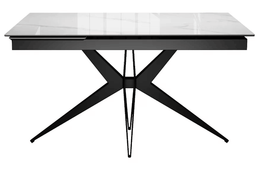 Стол DikLine DKS140 керамика Carrara Gloss (мрамор глянец белый), подстолье черное, опоры черные (2уп.)