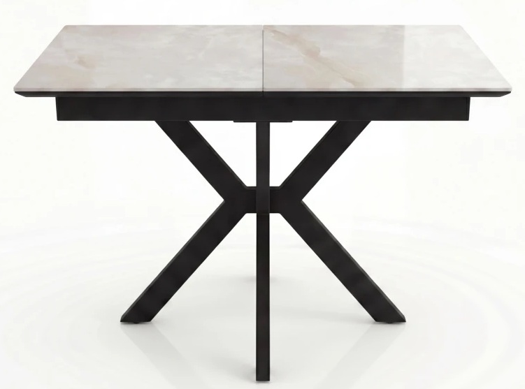 Стол DikLine DKI100 Керамика белый Icelandic white jade (Ostra Bianco Light)/подстолье черное/опоры черные (2уп.)