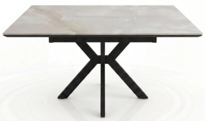 Стол DikLine DKI100 Керамика белый Icelandic white jade (Ostra Bianco Light)/подстолье черное/опоры черные (2уп.) — фото 2
