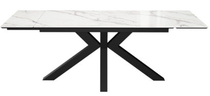 Стол DikLine SFE160 Керамика Tianshan White (белый полуглянец)/подстолье черное/опоры черные (2 уп.) — фото 6