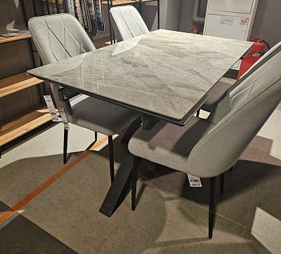 Стол DikLine SFE160 Керамика Italian Grey (глянец серый)/подстолье черное/опоры черные (2 уп.)