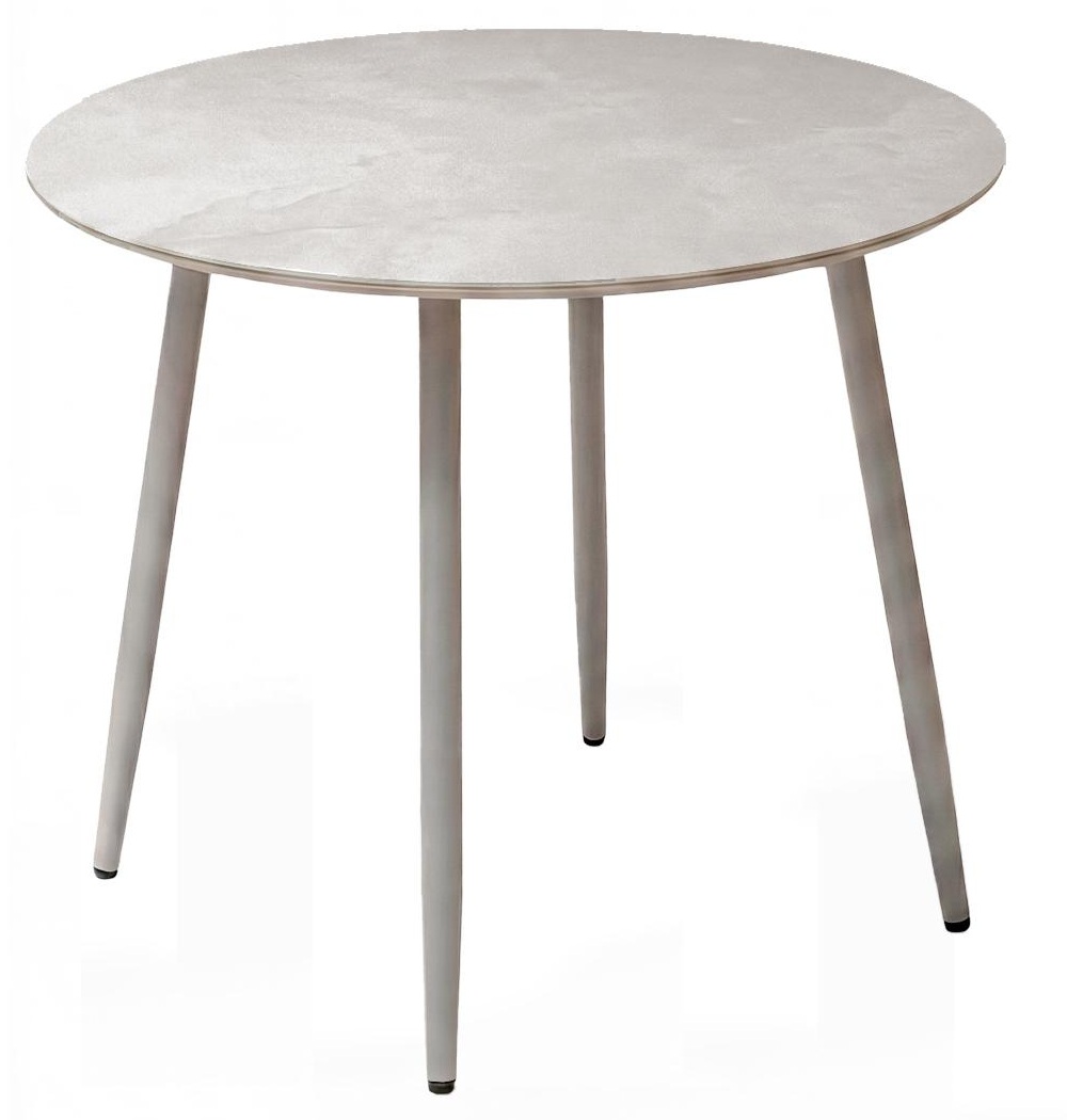 Стол DikLine RKM90 Керамика глянец белый Icelandic white jade (Ostra Bianco Light)/подстолье капучино/опоры капучино
