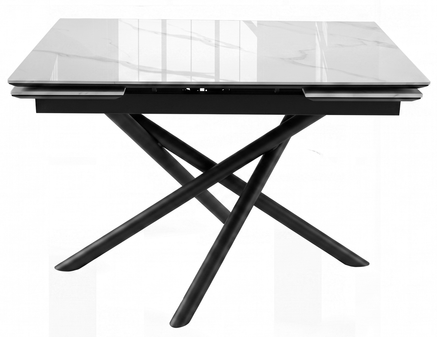 Стол DikLine BKX110 Керамика Carrara Gloss (мрамор глянец белый)/подстолье черное/опоры черные (2уп.)