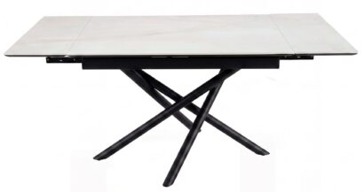 Стол DikLine BKX110 Керамика белый Icelandic white jade (Ostra Bianco Light)/подстолье черное/опоры черные (2уп.) — фото 3