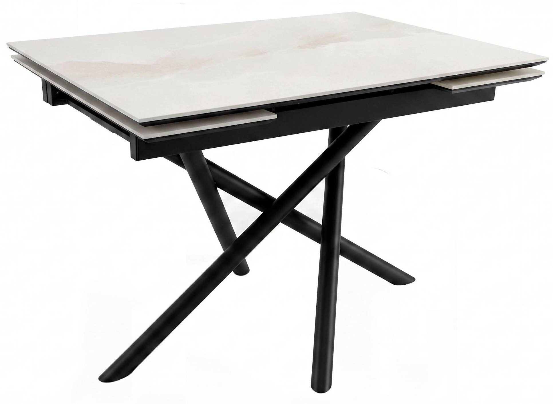 Стол DikLine BKX110 Керамика белый Icelandic white jade (Ostra Bianco Light)/подстолье черное/опоры черные (2уп.)