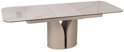 Стол обеденный DikLine CZ401 керамика Calacata Picasso White глянец, опоры металл матовые бежевые (2 уп) — фото 6