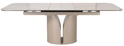 Стол обеденный DikLine CZ401 керамика Calacata Picasso White глянец, опоры металл матовые бежевые (2 уп) — фото 2