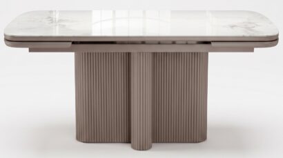 Стол DikLine DKO140 Керамика Platinum ART (белый глянец)/подстолье капучино/опоры капучино (2 уп.) — фото 2