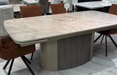 Стол EKZ205 керамика капучино матовая, опоры капучино+дерево (2 уп.)