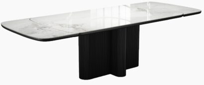 Стол DikLine DKO140 Керамика Platinum ART (белый глянец)/подстолье черное/опоры черные (2 уп.) — фото 3