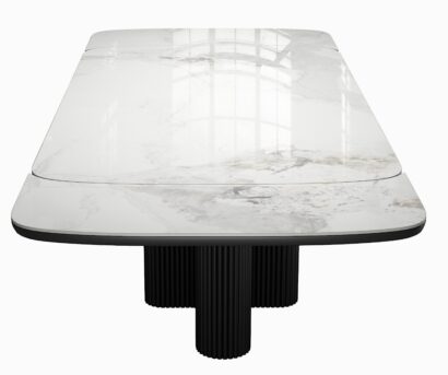 Стол DikLine DKO140 Керамика Platinum ART (белый глянец)/подстолье черное/опоры черные (2 уп.) — фото 7