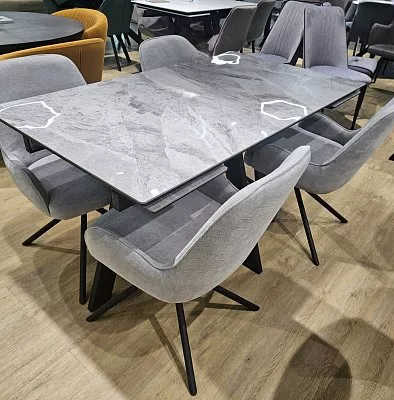 Стол DikLine DKM120 Керамика Italian Grey (глянец серый)/подстолье черное