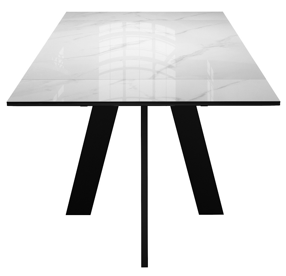 Стол DikLine DKM140 Керамика Carrara Gloss (мрамор глянец белый)/подстолье черное