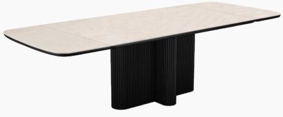 Стол DikLine DKO140 Керамика Krater Perla (бежевый матовый)/подстолье черное/опоры черные (2 уп.) — фото 3