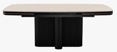 Стол DikLine DKO140 Керамика Krater Perla (бежевый матовый)/подстолье черное/опоры черные (2 уп.) — фото 2
