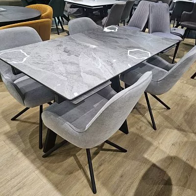 Стол DikLine DKM140 Керамика Italian Grey (глянец серый)/подстолье черное